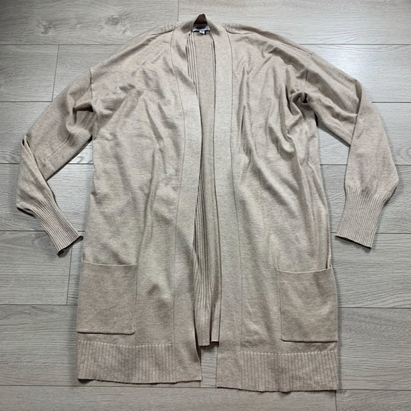 Ellie Ribbed Cream Long Line Open Front Cardigan - Picture 1 of 7